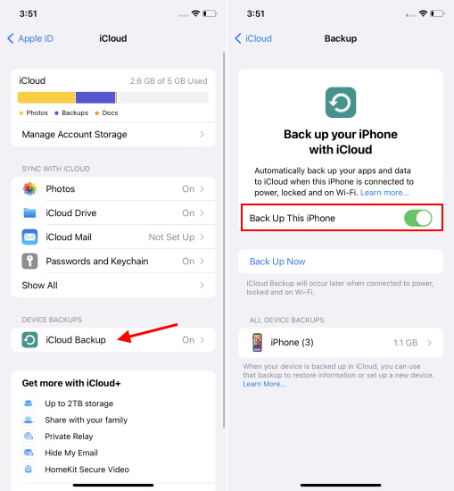 బ్యాకప్ iphone iOS 16